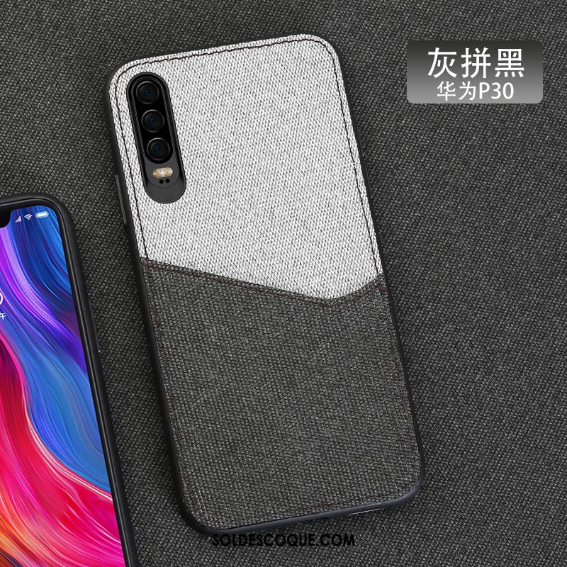 Coque Huawei P30 Luxe Personnalité Modèle Fleurie Téléphone Portable Gris Housse Pas Cher