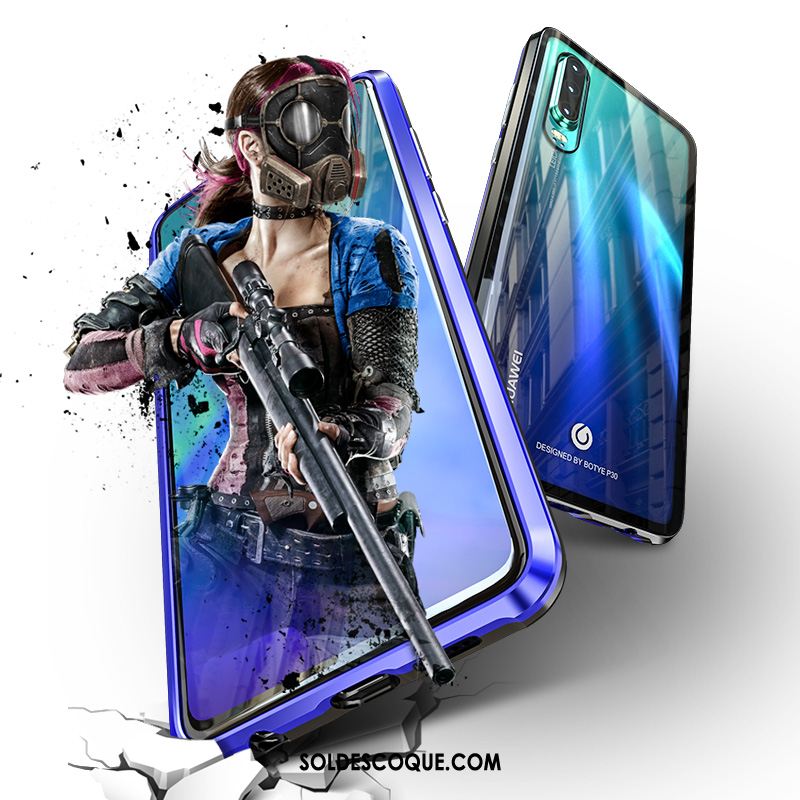 Coque Huawei P30 Métal Marque De Tendance Nouveau Magnétisme Violet Pas Cher