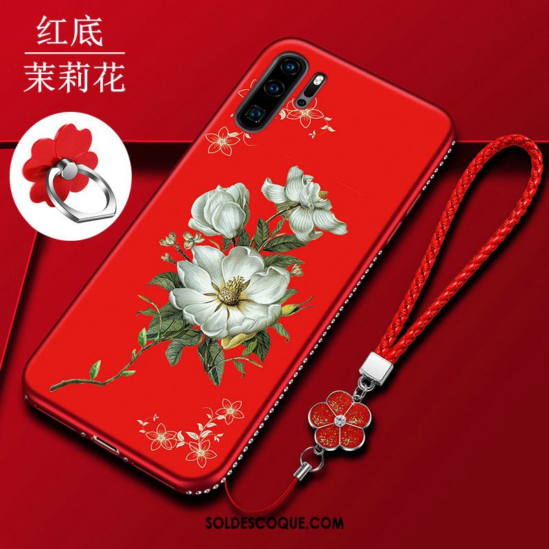 Coque Huawei P30 Pro Délavé En Daim Incassable Fluide Doux Rouge Tout Compris En Vente