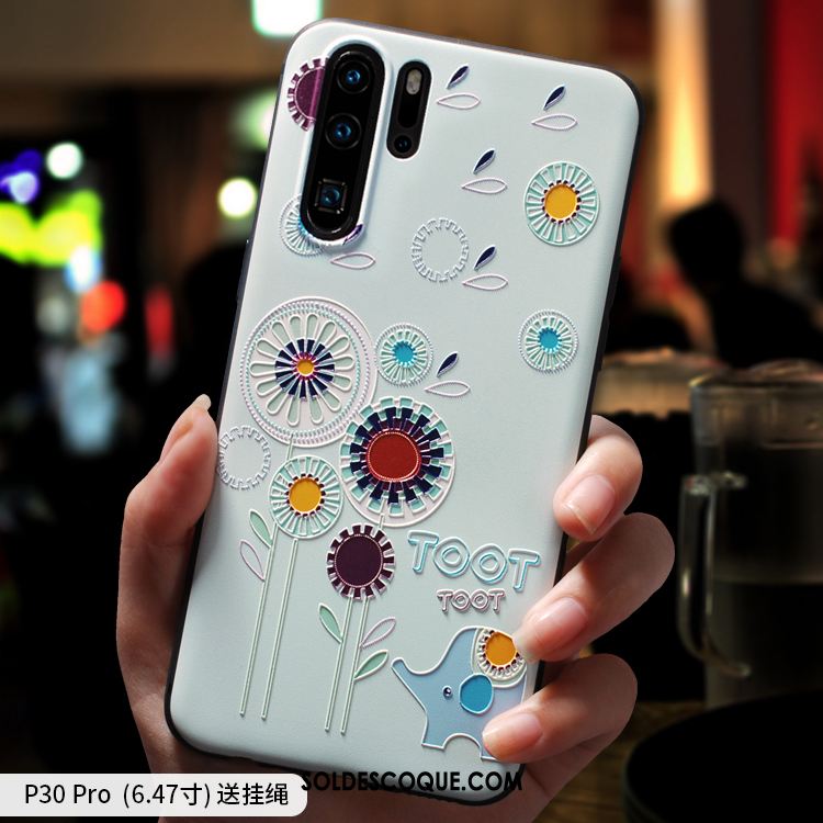 Coque Huawei P30 Pro Silicone Bleu Personnalité Téléphone Portable Fluide Doux Pas Cher