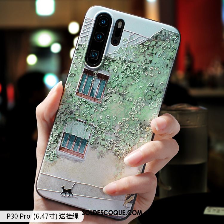 Coque Huawei P30 Pro Vert Délavé En Daim Incassable Téléphone Portable Silicone Pas Cher