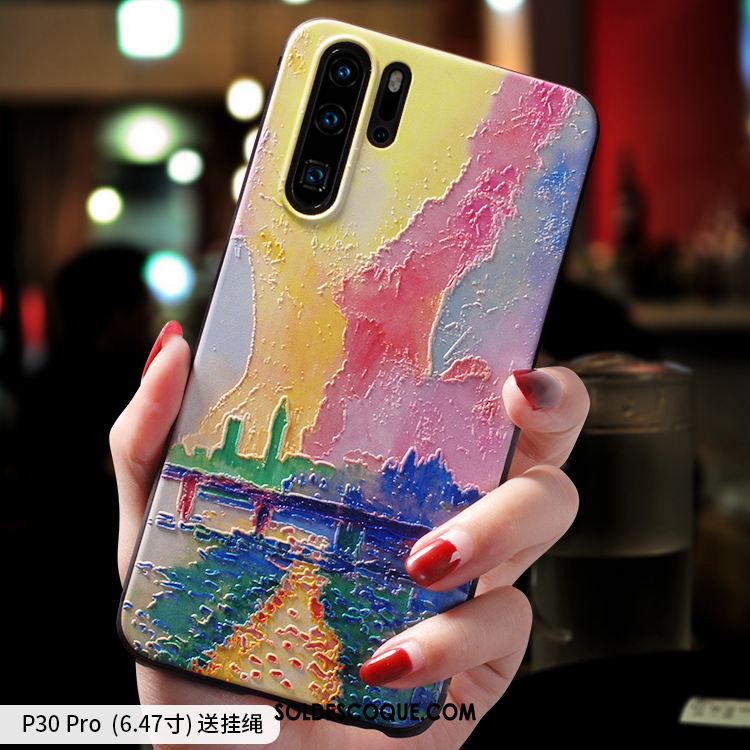 Coque Huawei P30 Pro Étui Mode Luxe Personnalité Peinture À L'huile Housse Soldes