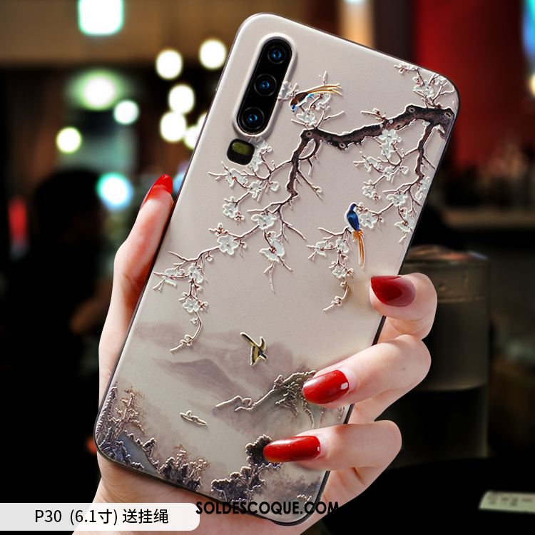 Coque Huawei P30 Silicone Délavé En Daim Téléphone Portable Très Mince Style Chinois En Vente