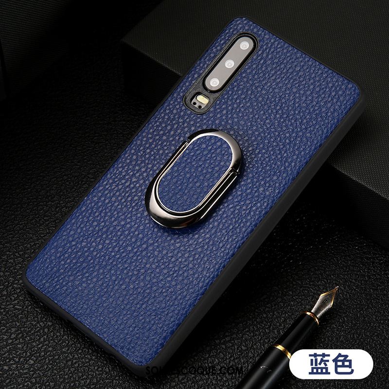 Coque Huawei P30 Support Magnétisme Cuir Véritable Anneau Protection Housse Pas Cher