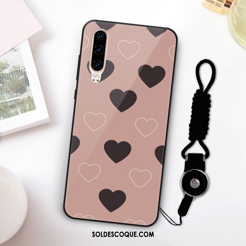 Coque Huawei P30 Verre Créatif Rose Net Rouge Personnalité En Ligne