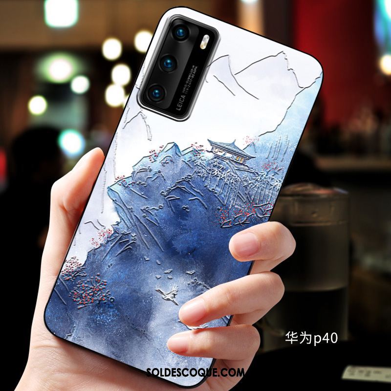 Coque Huawei P40 Gaufrage Fluide Doux Protection Téléphone Portable Étui Pas Cher