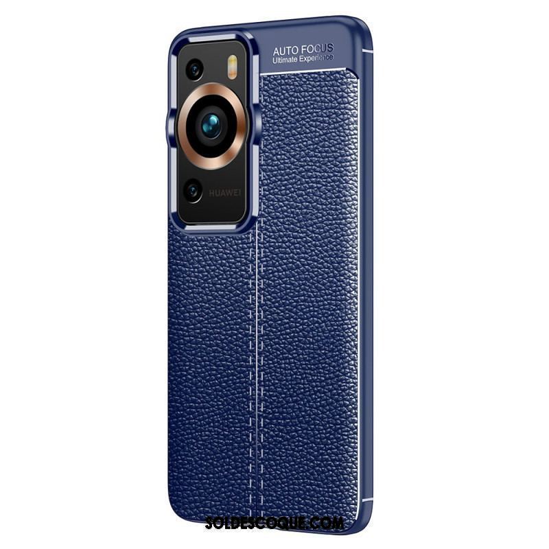 Coque Huawei P60 Pro Effet Cuir Litchi Double Line