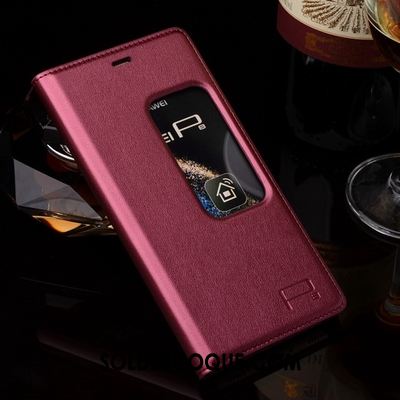 Coque Huawei P8 Protection Haute Vin Rouge Très Mince Étui En Cuir Soldes