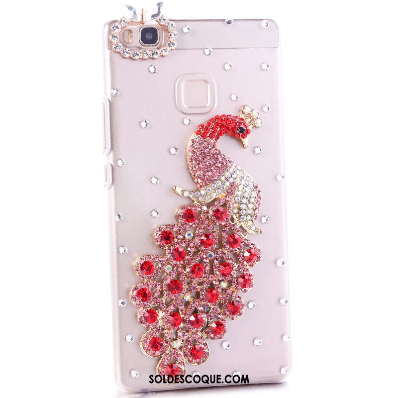 Coque Huawei P9 Lite Jeunesse Rouge Strass Téléphone Portable Étui Pas Cher