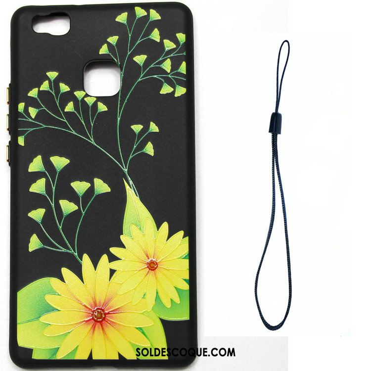 Coque Huawei P9 Lite Téléphone Portable Fleur Gaufrage Noir Jeunesse France