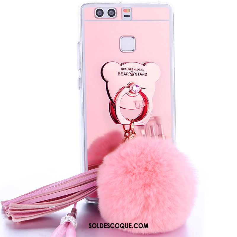 Coque Huawei P9 Plus Ornements Suspendus Peluche Rose Miroir Charmant Pas Cher