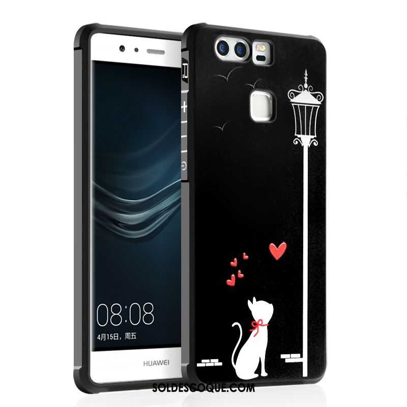 Coque Huawei P9 Plus Pu Téléphone Portable Noir Dessin Animé Personnalité Pas Cher