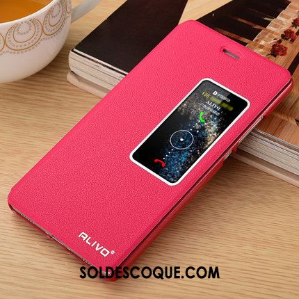 Coque Huawei P9 Étui En Cuir Protection Rouge Téléphone Portable Incassable Pas Cher