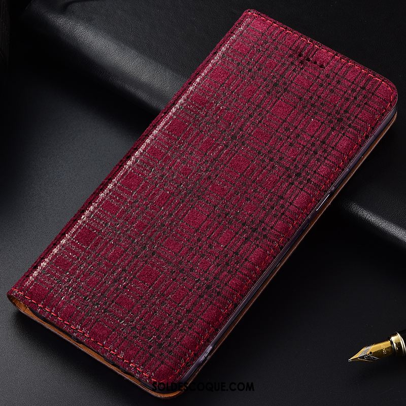 Coque Huawei Y5 2019 Cuir Véritable Rouge Étui Velours Incassable Housse Soldes