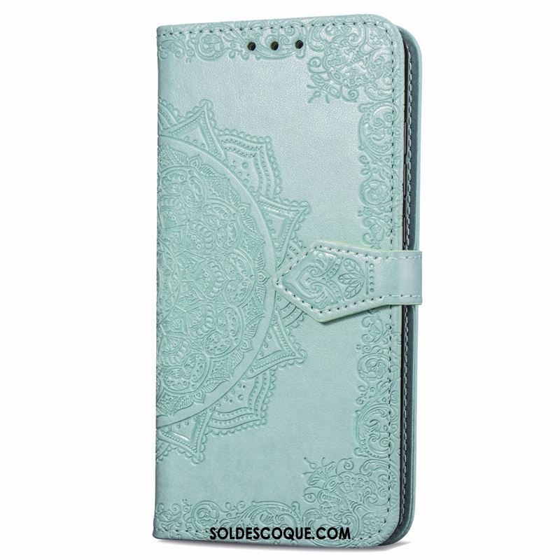 Coque Huawei Y6 2018 Gaufrage Carte Étui En Cuir Tout Compris Bleu Pas Cher