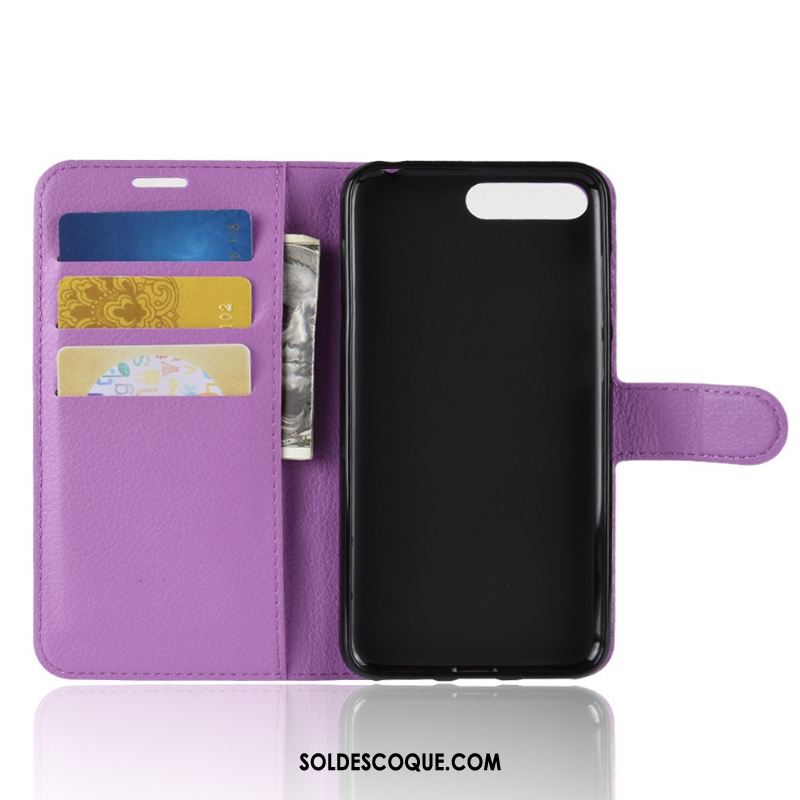 Coque Huawei Y6 2018 Protection Étui Téléphone Portable Violet Étui En Cuir Housse Pas Cher