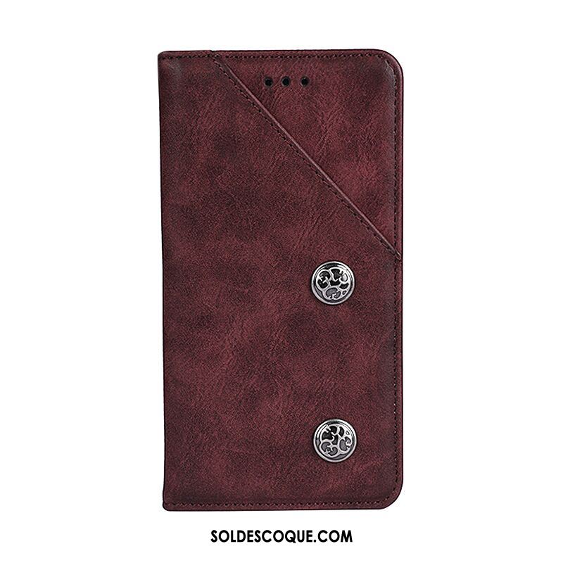 Coque Huawei Y6 2018 Rouge Protection Étui Vintage Étui En Cuir Soldes