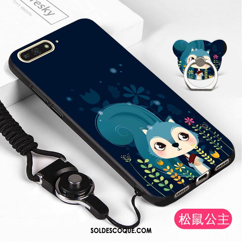 Coque Huawei Y6 2018 Étui Incassable Protection Téléphone Portable Bleu Pas Cher