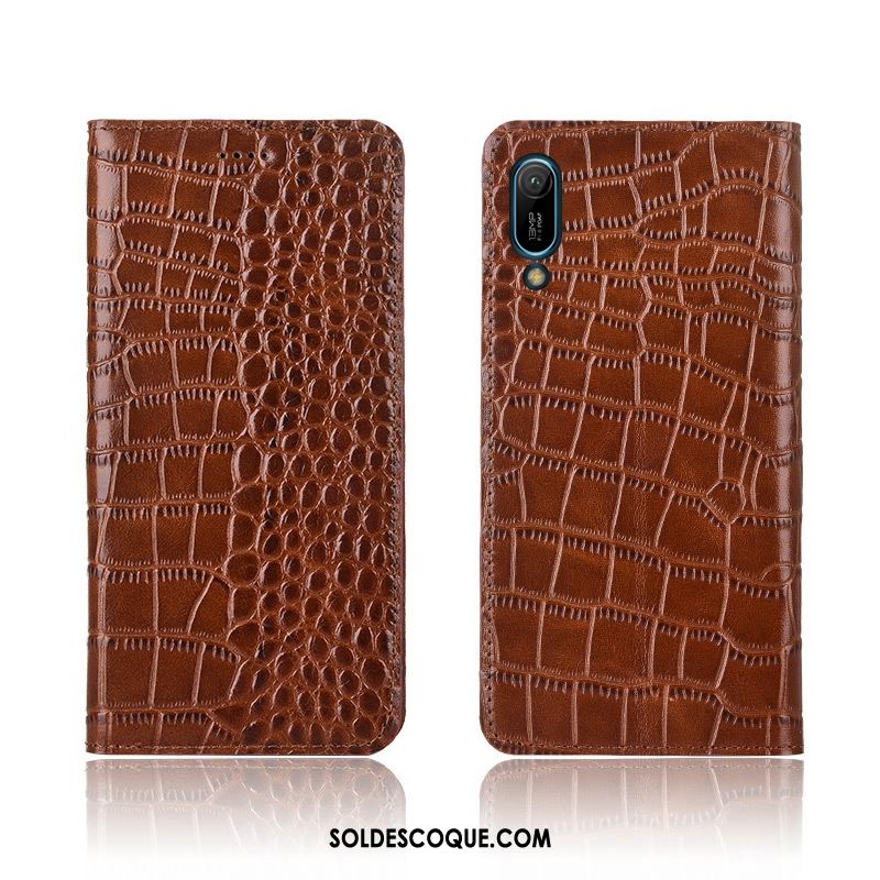 Coque Huawei Y6 2019 Protection Étui En Cuir Fluide Doux Incassable Cuir Véritable En Vente