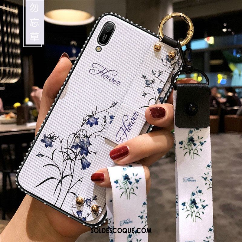 Coque Huawei Y6 2019 Pu Téléphone Portable Fluide Doux Silicone Blanc Pas Cher