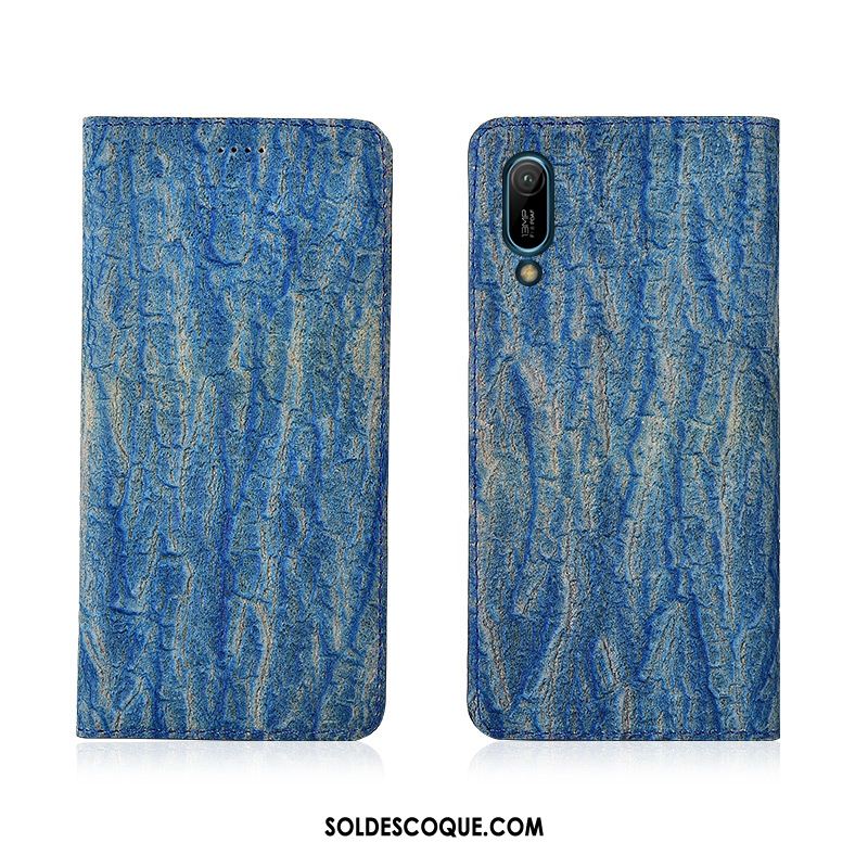 Coque Huawei Y6 2019 Silicone Bleu Protection Clamshell Cuir Pas Cher