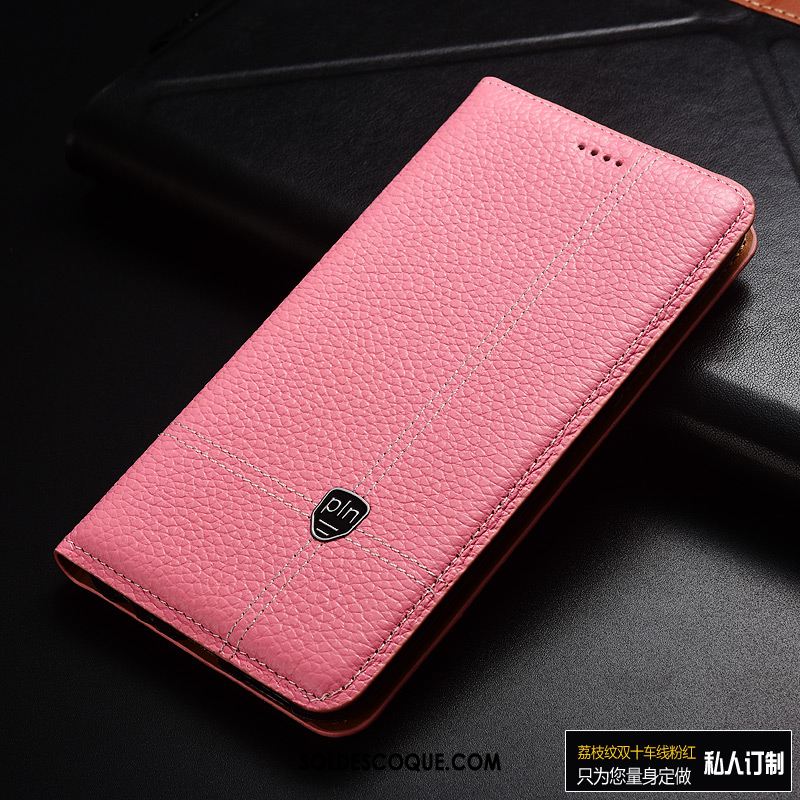 Coque Huawei Y6 2019 Téléphone Portable Cuir Étui En Cuir Cuir Véritable Rose France