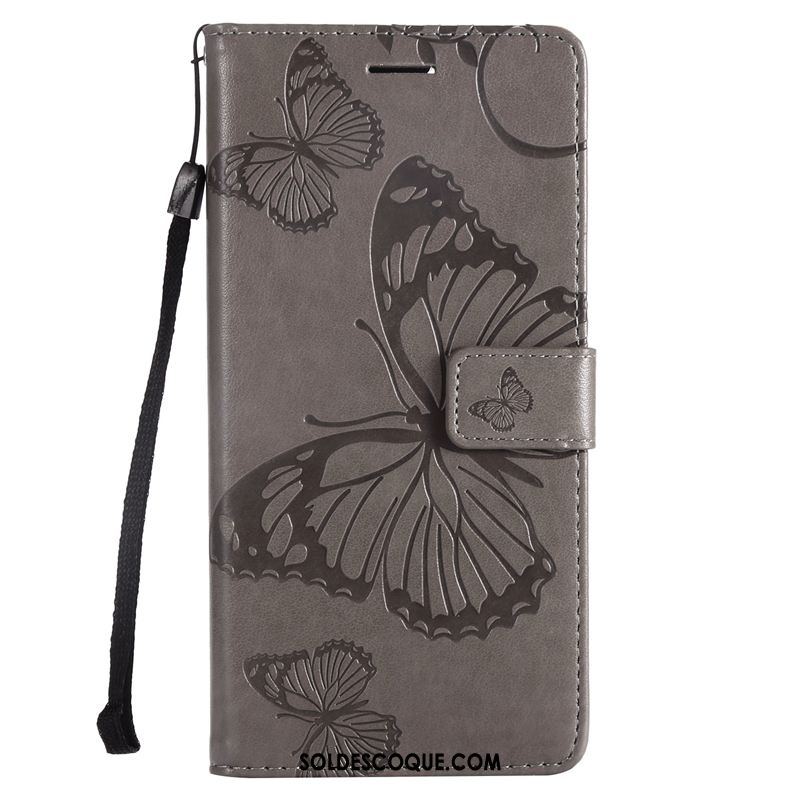 Coque Huawei Y6 Pro 2017 Incassable Étui En Cuir Téléphone Portable Gris Protection Pas Cher