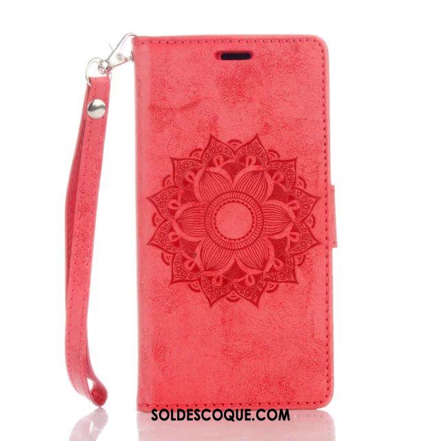 Coque Huawei Y7 2018 Incassable Étui Gaufrage Protection Pu Cuir Pas Cher