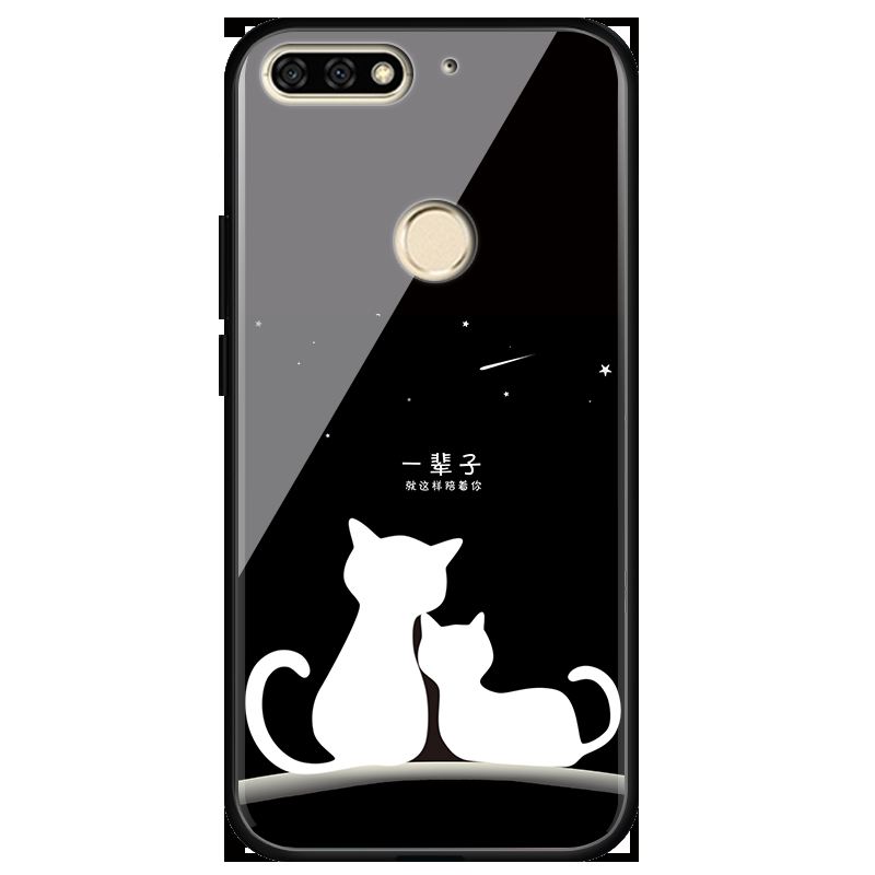 Coque Huawei Y7 2018 Ornements Suspendus Anneau Tempérer Noir Étui En Vente