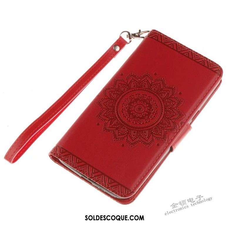 Coque Huawei Y7 2018 Téléphone Portable Clamshell Silicone Rouge Étui En Cuir Housse France