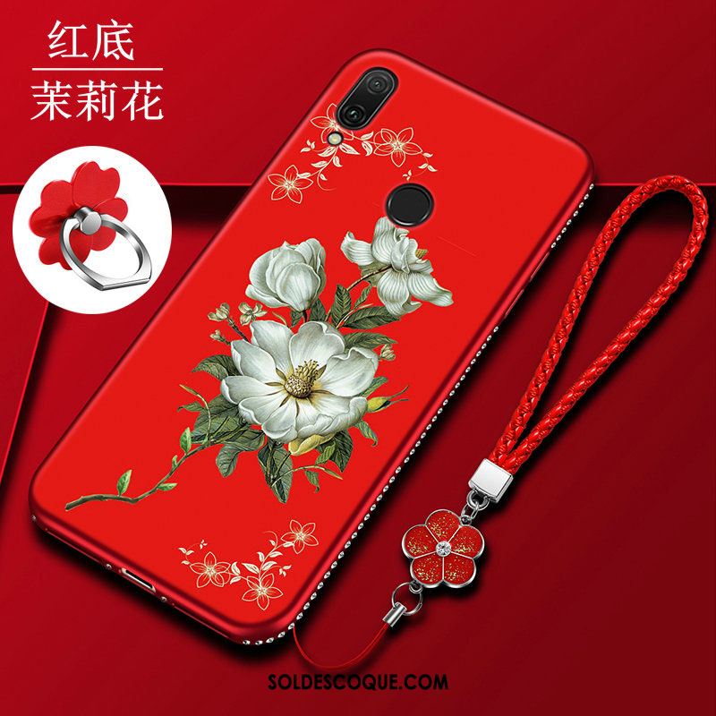 Coque Huawei Y7 2019 Incruster Strass Silicone Créatif Rouge Téléphone Portable Pas Cher