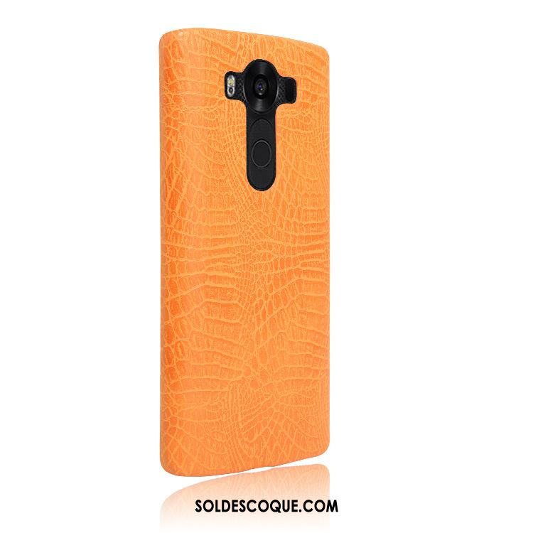 Coque Lg G4 Étui En Cuir Incassable Orange Crocodile Modèle Téléphone Portable France