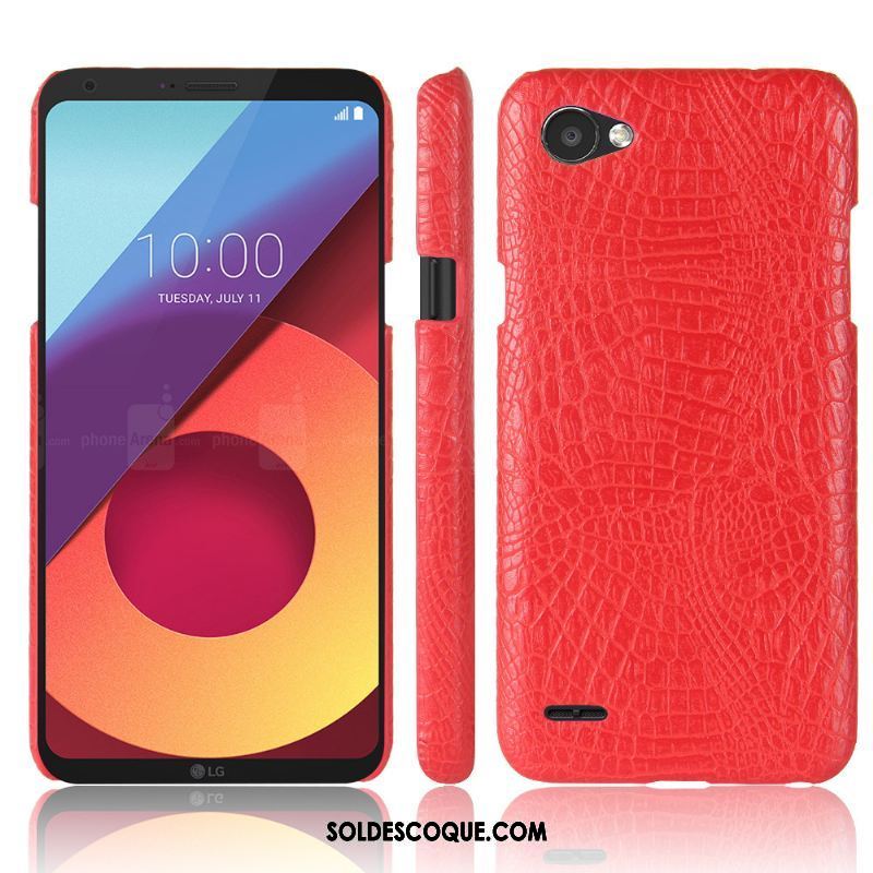 Coque Lg Q6 Étui En Cuir Téléphone Portable Protection Rouge Crocodile Modèle Pas Cher