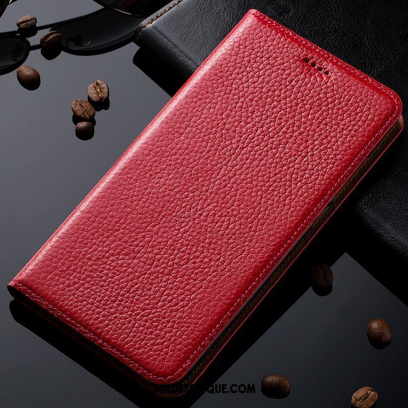 Coque Lg V30 Cuir Véritable Étui Rouge Modèle Fleurie Étui En Cuir En Vente