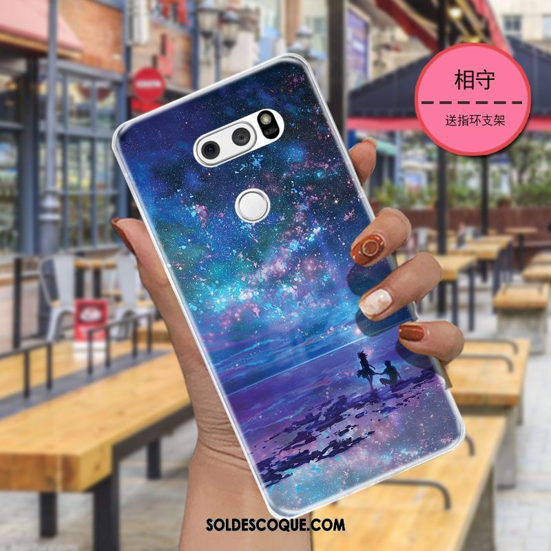 Coque Lg V30 Silicone Tendance Fluide Doux Net Rouge Étoile En Ligne