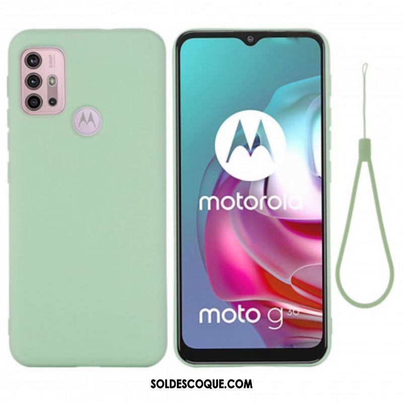 Coque Moto G30 / Moto G10 Silicone Liquide avec Lanière