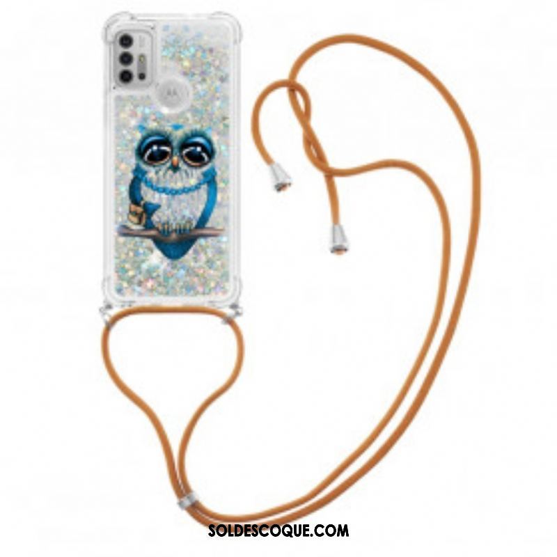 Coque Moto G30 / Moto G10 à Cordon Paillettes Miss Hibou