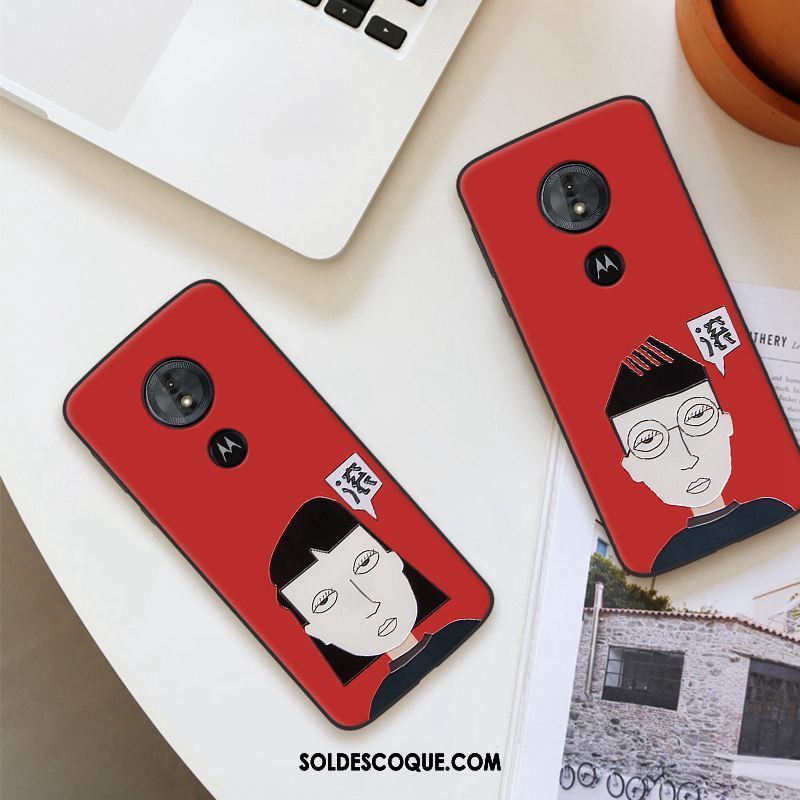 Coque Moto G6 Play Rouge Incassable Gaufrage Personnalité Fluide Doux Pas Cher