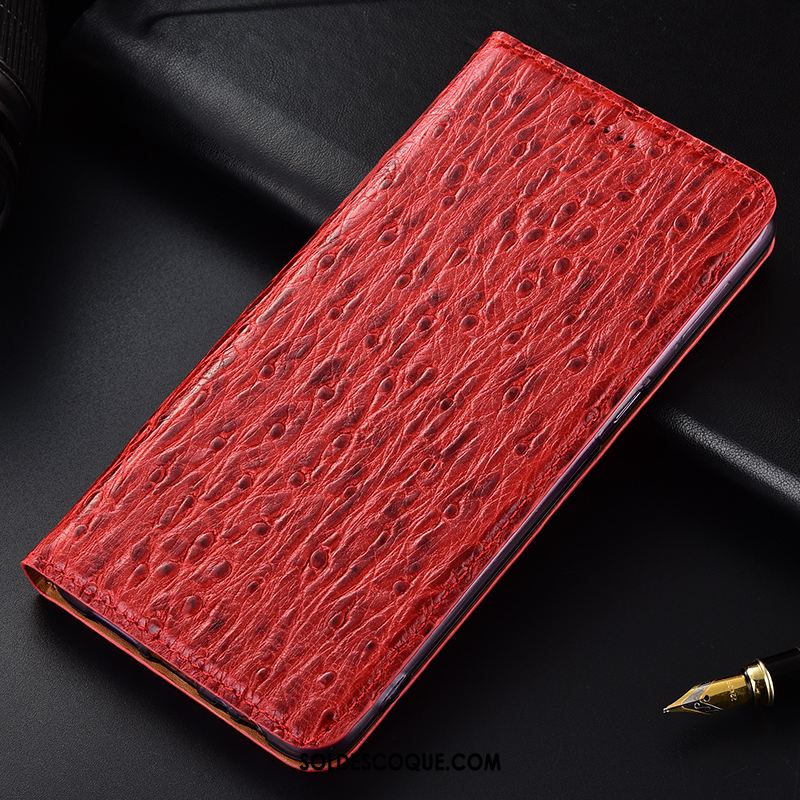 Coque Moto G7 Play Oiseau Étui En Cuir Téléphone Portable Cuir Véritable Rouge Soldes