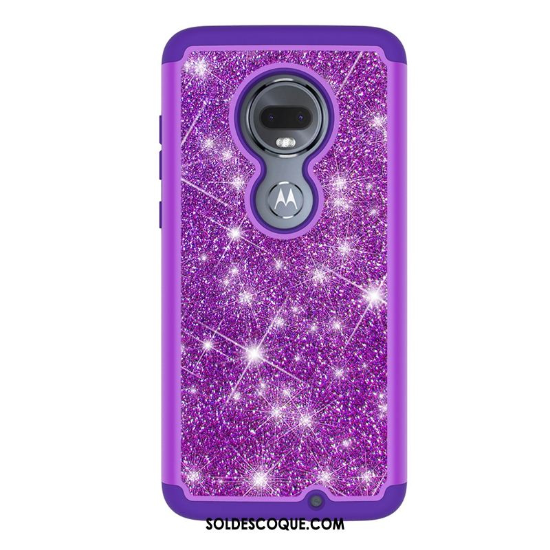 Coque Moto G7 Plus Cuir Fluide Doux Violet Créatif Rose En Vente