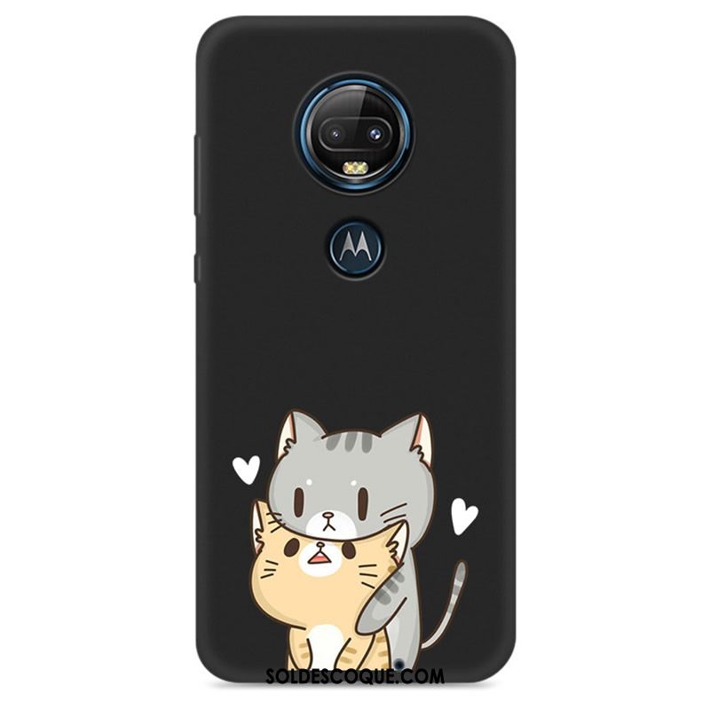 Coque Moto G7 Protection Silicone Noir Délavé En Daim Étui Pas Cher