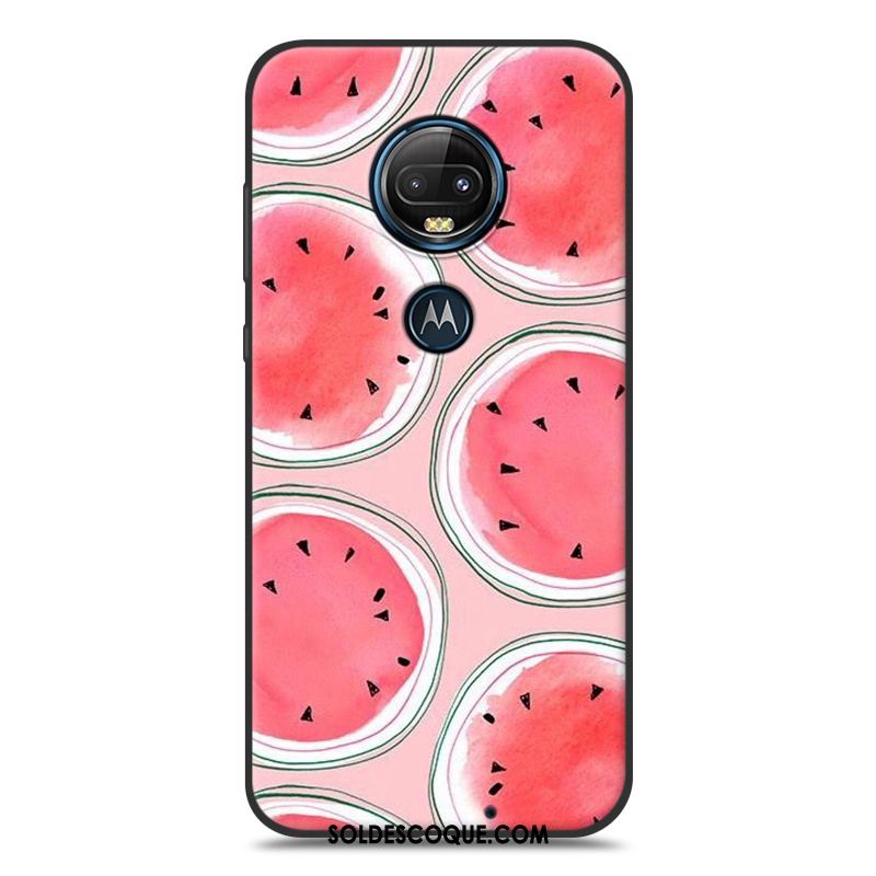 Coque Moto G7 Silicone Noir Étui Rose Nouveau Soldes