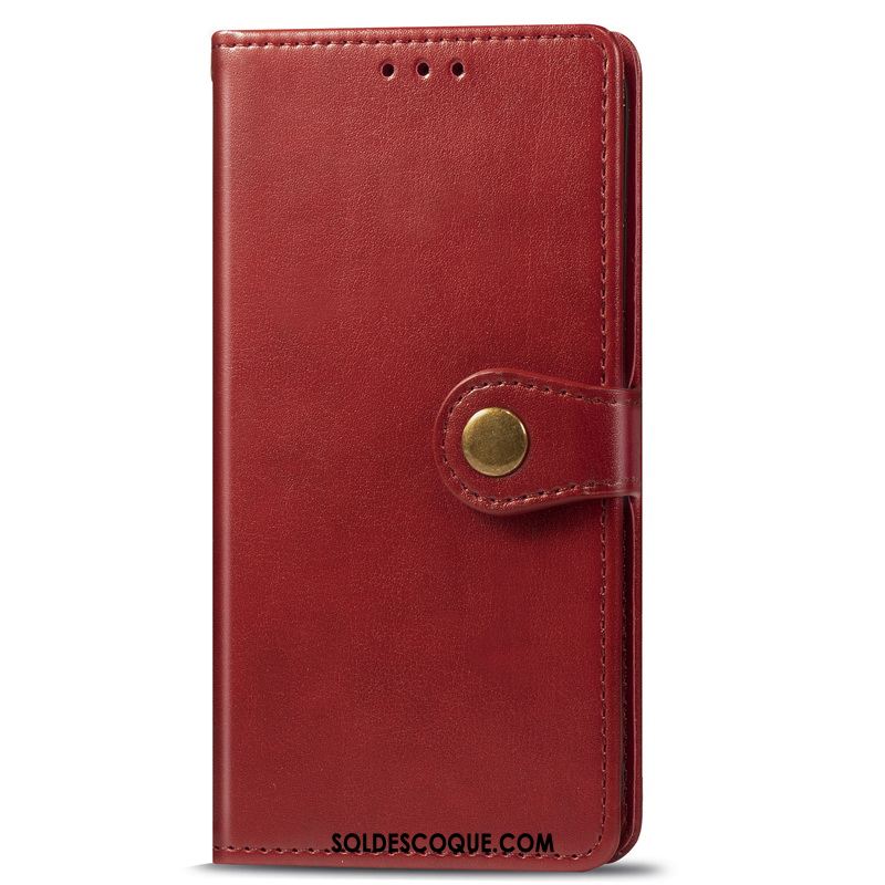 Coque Moto G8 Plus Business Similicuir Ornements Suspendus Étui En Cuir Rouge France