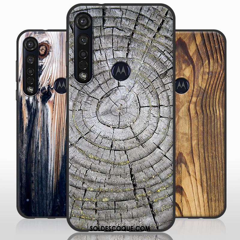 Coque Moto G8 Plus Délavé En Daim Grain De Bois Tendance Coque En Silicone Vent Pas Cher