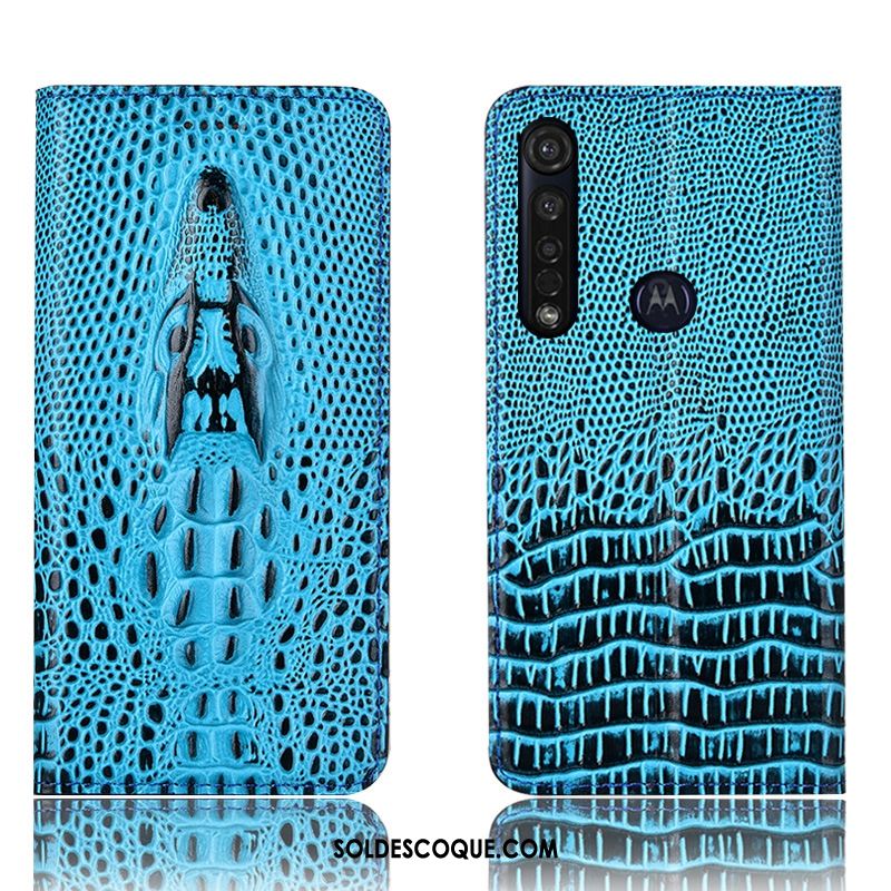 Coque Moto G8 Plus Tout Compris Cuir Véritable Téléphone Portable Crocodile Protection Pas Cher