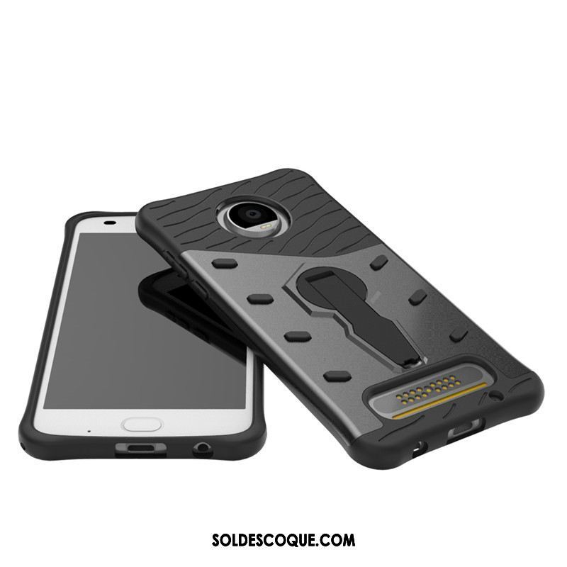 Coque Moto Z2 Play Étui Protection Noir Support Silicone Soldes