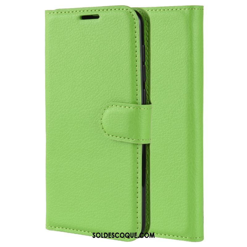 Coque Motorola One Action Modèle Fleurie Litchi Nouveau Vert Clamshell Soldes