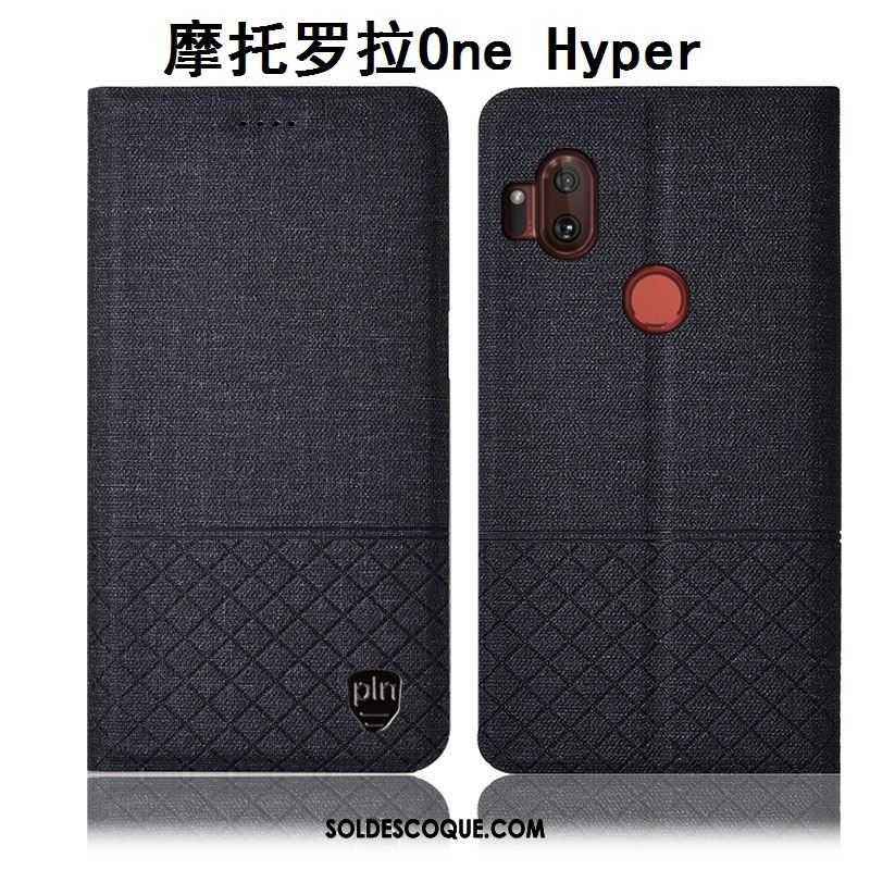 Coque Motorola One Hyper Étui En Cuir Protection Téléphone Portable Gris Incassable Housse Pas Cher