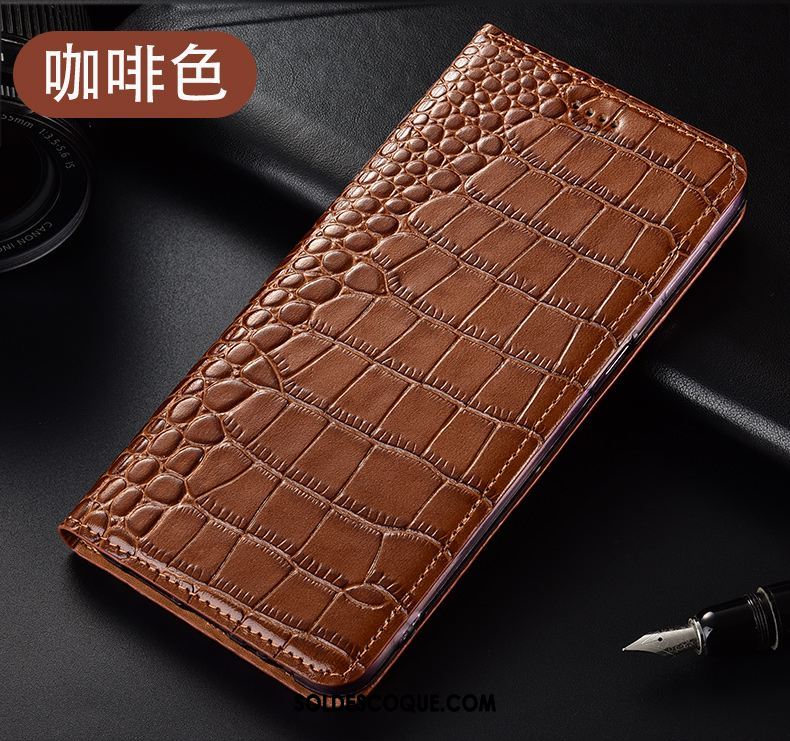 Coque Motorola One Hyper Étui En Cuir Téléphone Portable Crocodile Incassable Marron Soldes