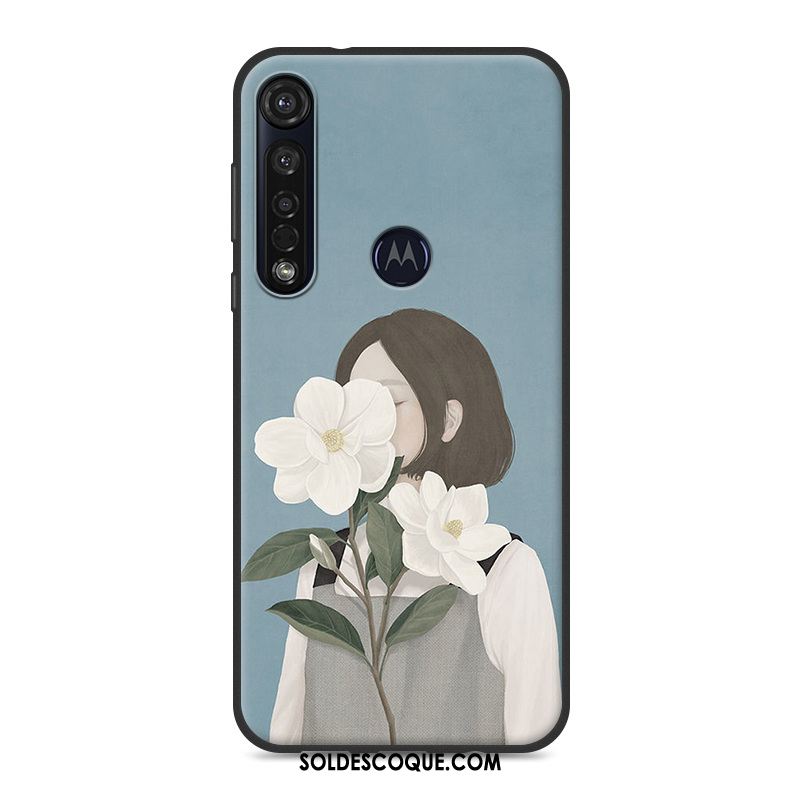 Coque Motorola One Macro Fluide Doux Téléphone Portable Bleu Frais Étui Pas Cher